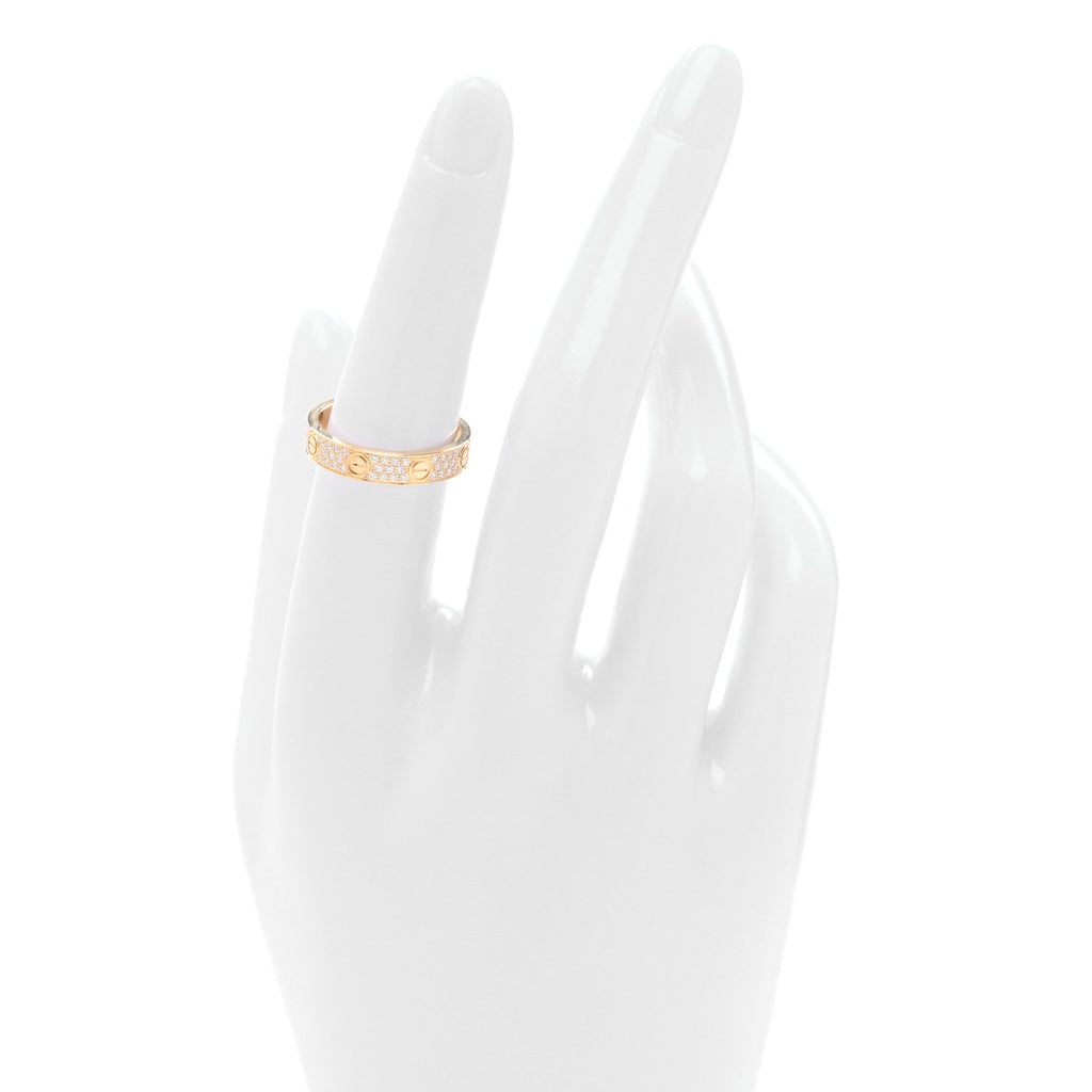 18K Yellow Gold Diamond 4mm LOVE Wedding Paved Band Ring 53 6.5