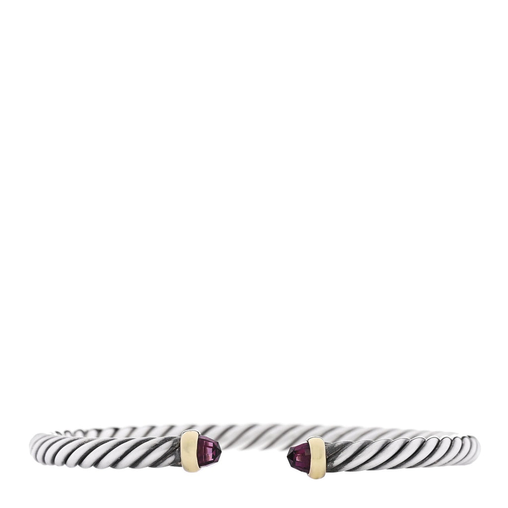 Sterling Silver 14K Yellow Gold Garnet 4mm Cable Classics Bracelet