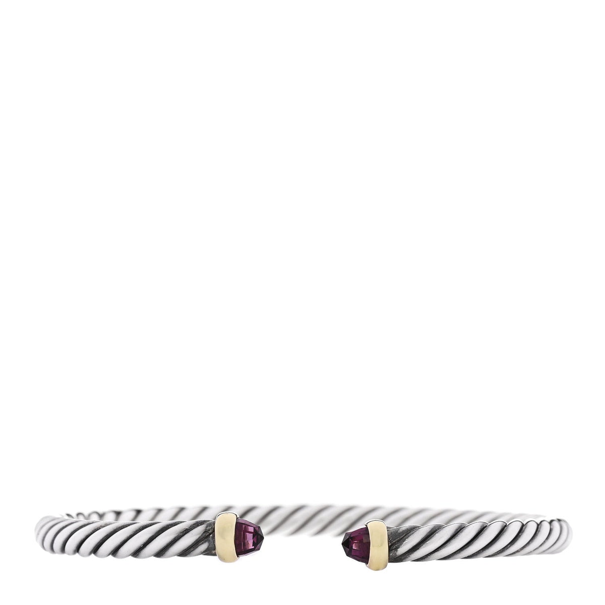 Sterling Silver 14K Yellow Gold Garnet 4mm Cable Classics Bracelet