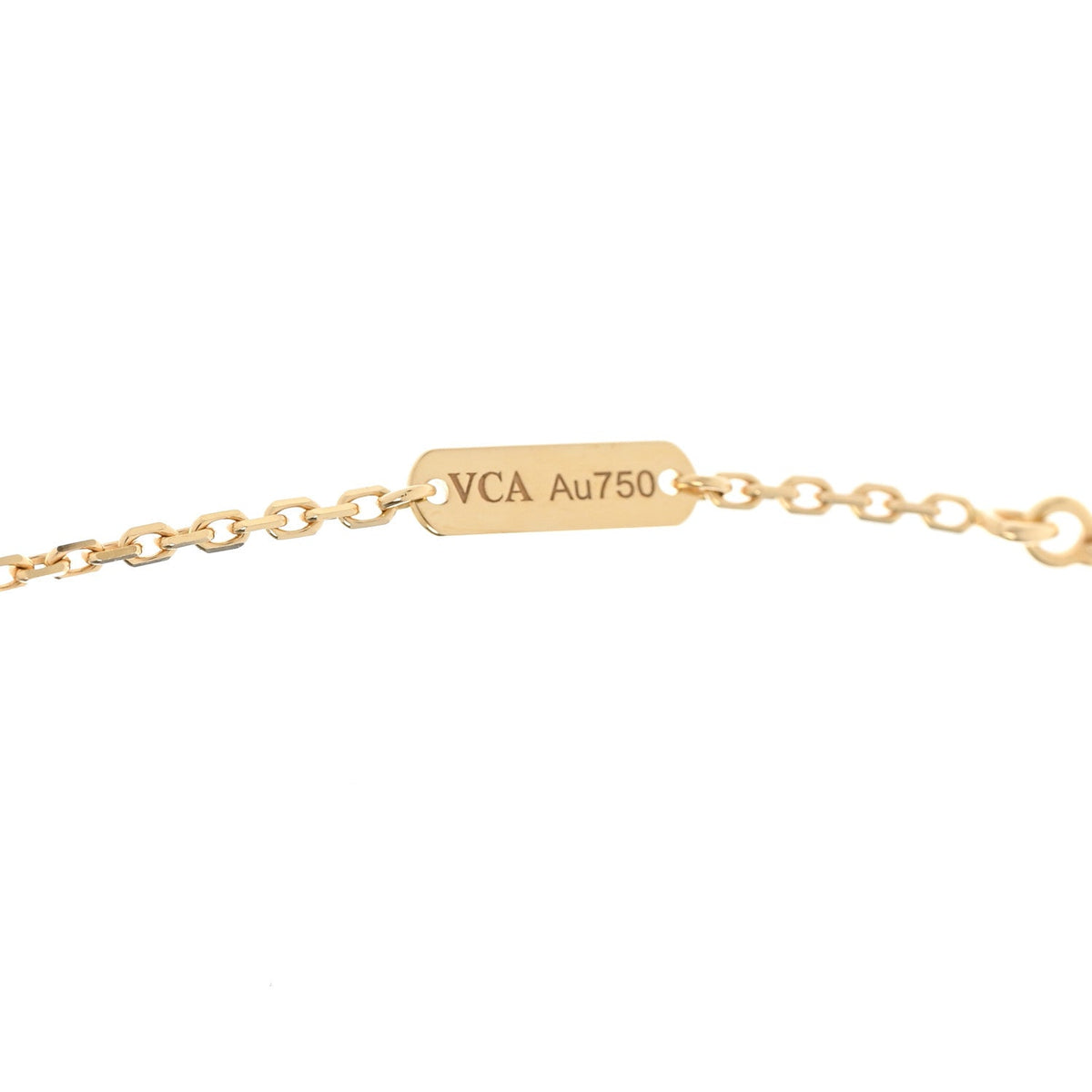 18K Yellow Gold Blue Agate Vintage Alhambra Pendant Necklace