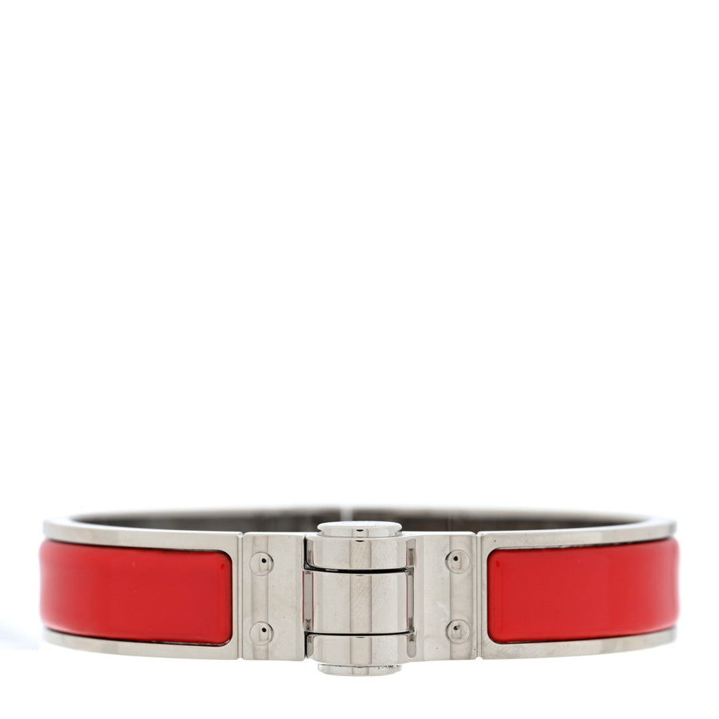 Enamel Charniere Uni Narrow Hinged Bracelet S Rouge Vif