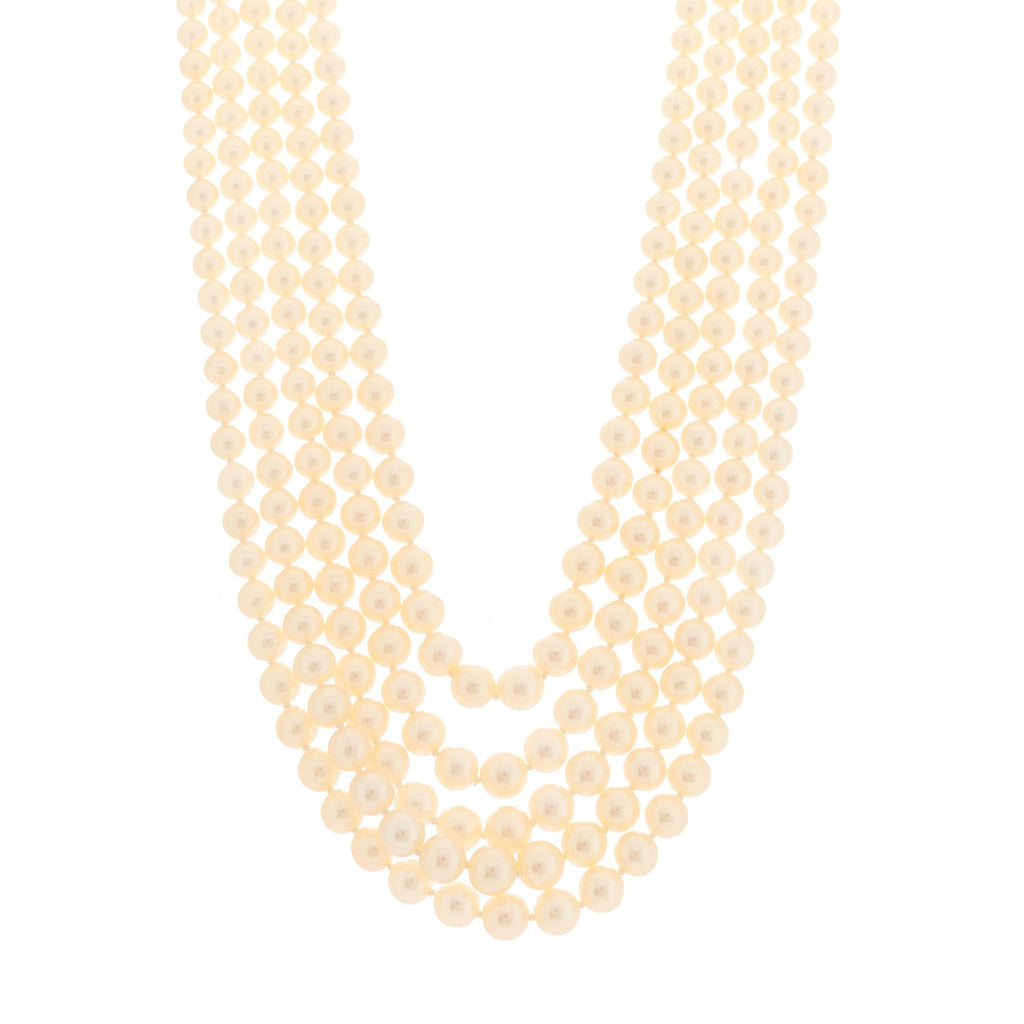 Sterling Silver Freshwater Pearl 4.5-7mm Ziegfeld 5 Strand Graduated Pearl Necklace