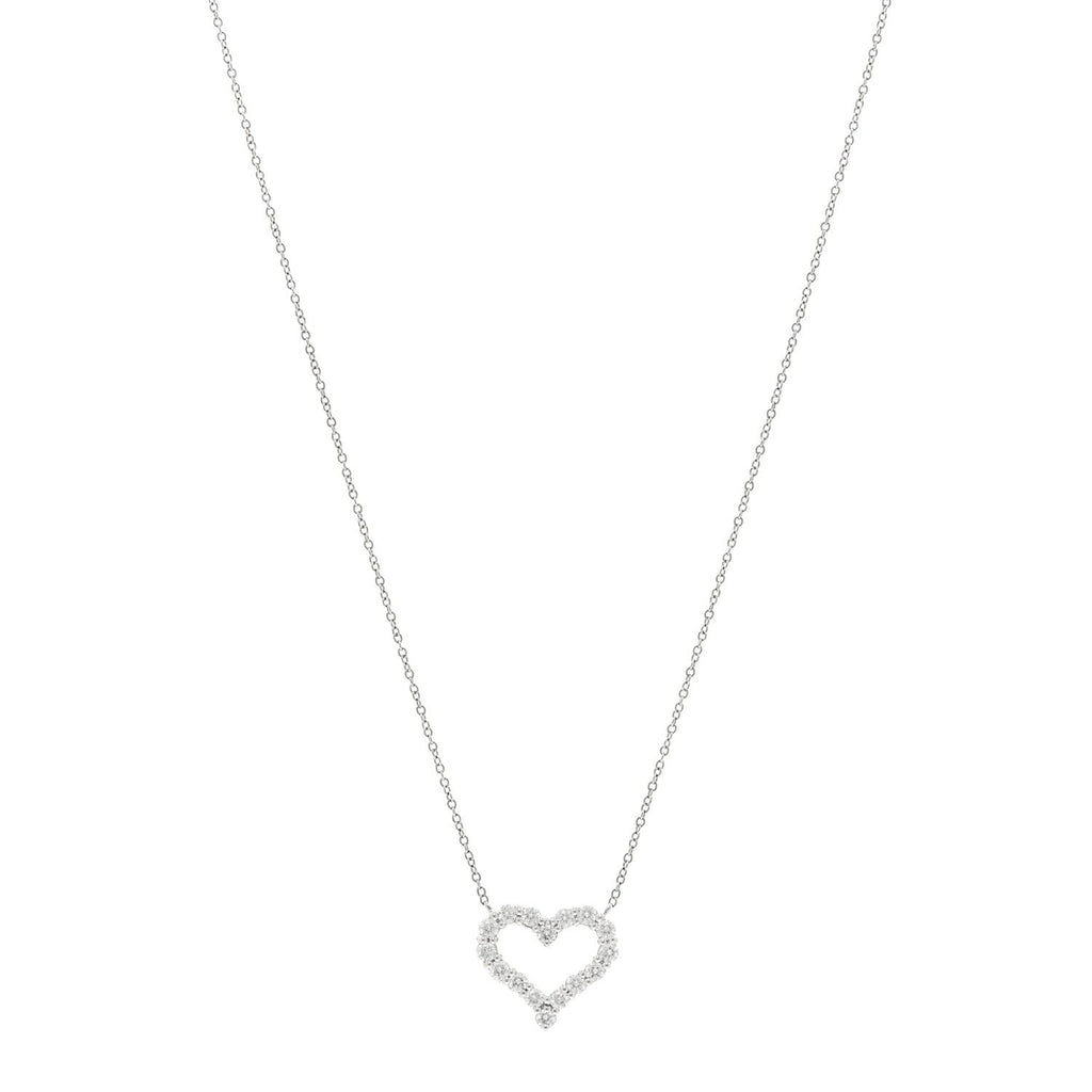 Platinum Diamond Small Heart Pendant Necklace