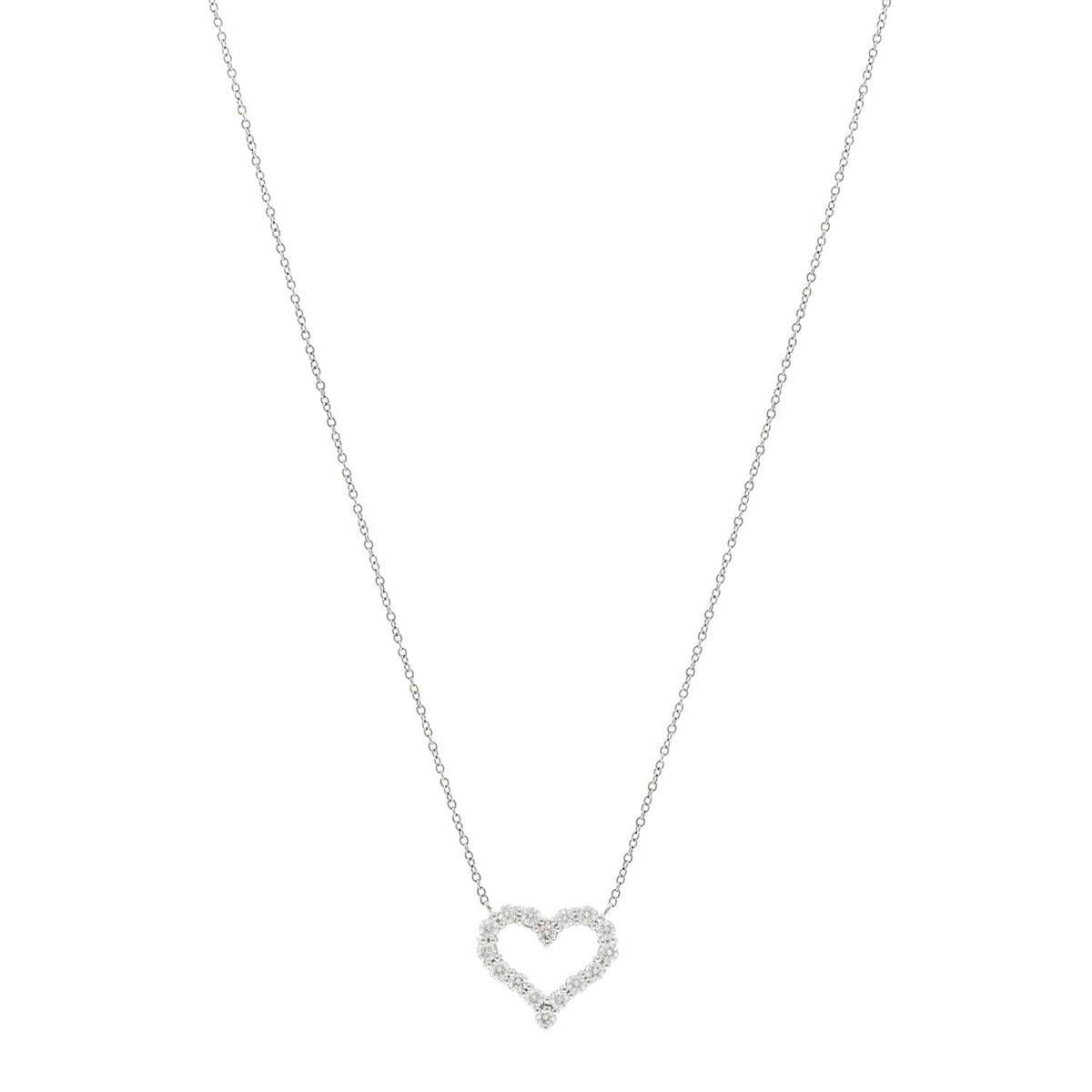 Platinum Diamond Small Heart Pendant Necklace