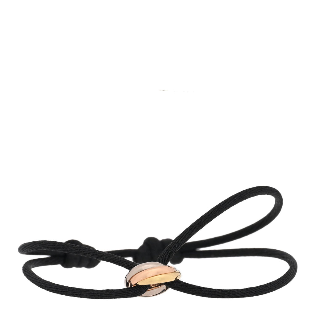 18k Pink Yellow White Gold Trinity Adjustable Cord Bracelet Black