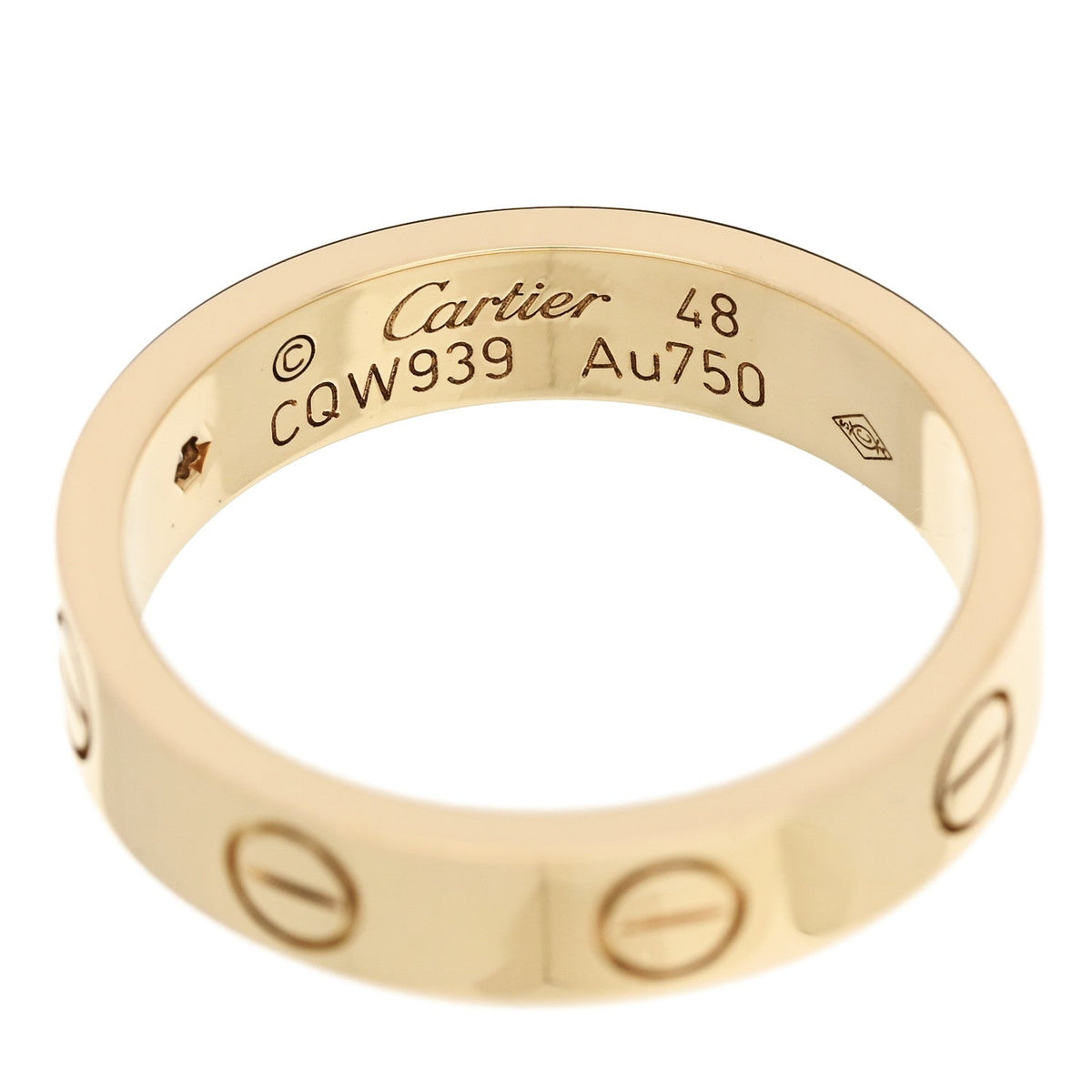 18K Yellow Gold Diamond 4mm LOVE Wedding Band Ring 48 4.5