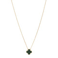 18K Yellow Gold Malachite Vintage Alhambra Pendant Necklace