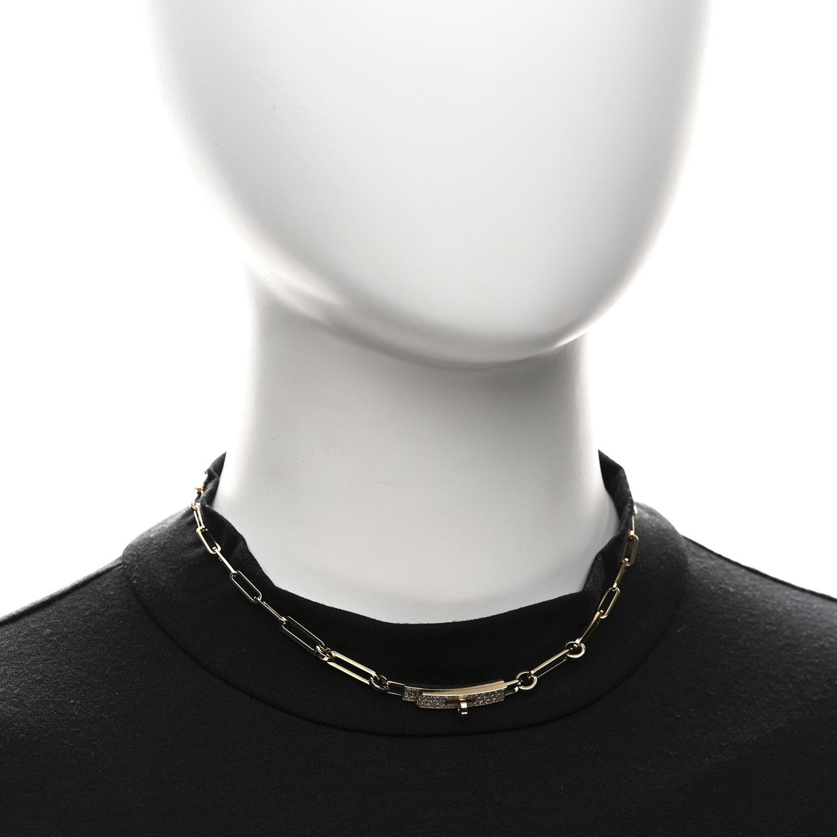 18K Yellow Gold Diamond Pave Kelly Chaine Choker Necklace