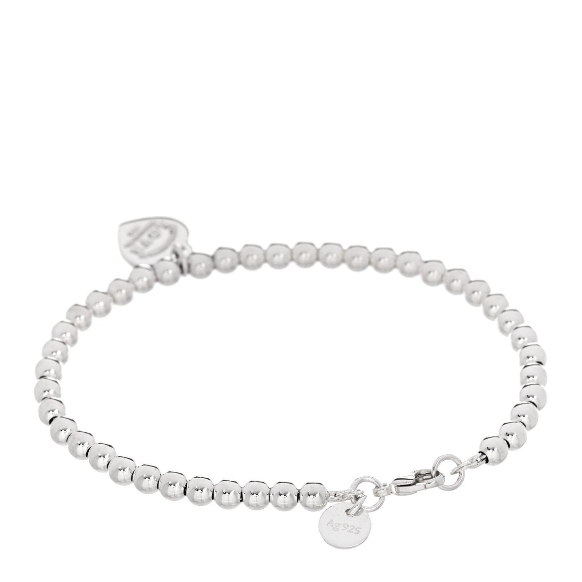 Sterling Silver Enamel Return to Tiffany Love Heart Tag Bead Bracelet Blue