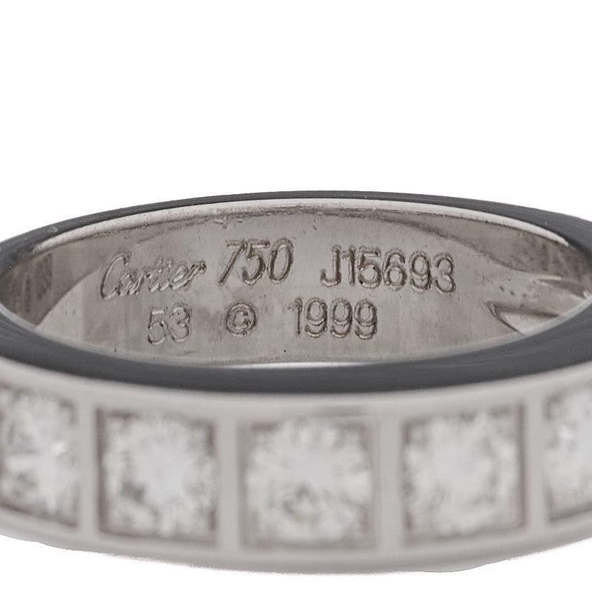 18K White Gold Diamond Tectonic Band Ring 53 6.5