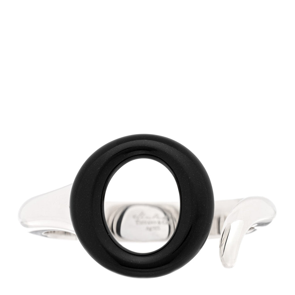 Sterling Silver Black Jade Elsa Peretti Sevillana Cuff Bracelet