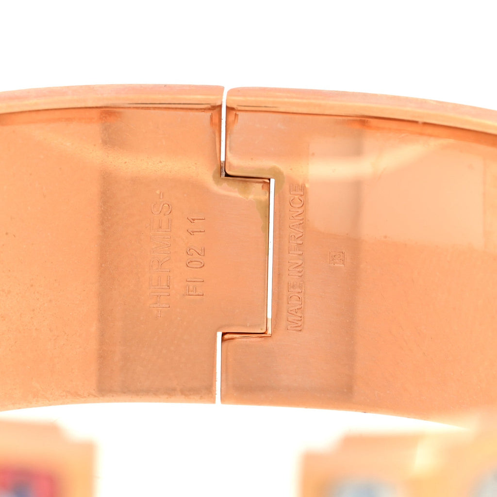 Enamel Printed Wide Cosmographia Universalis Clic Clac H Bracelet PM Album De Soie