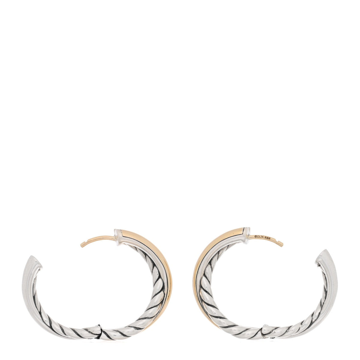 Sterling Silver 14K Yellow Gold Crossover Cable Hoop Earrings
