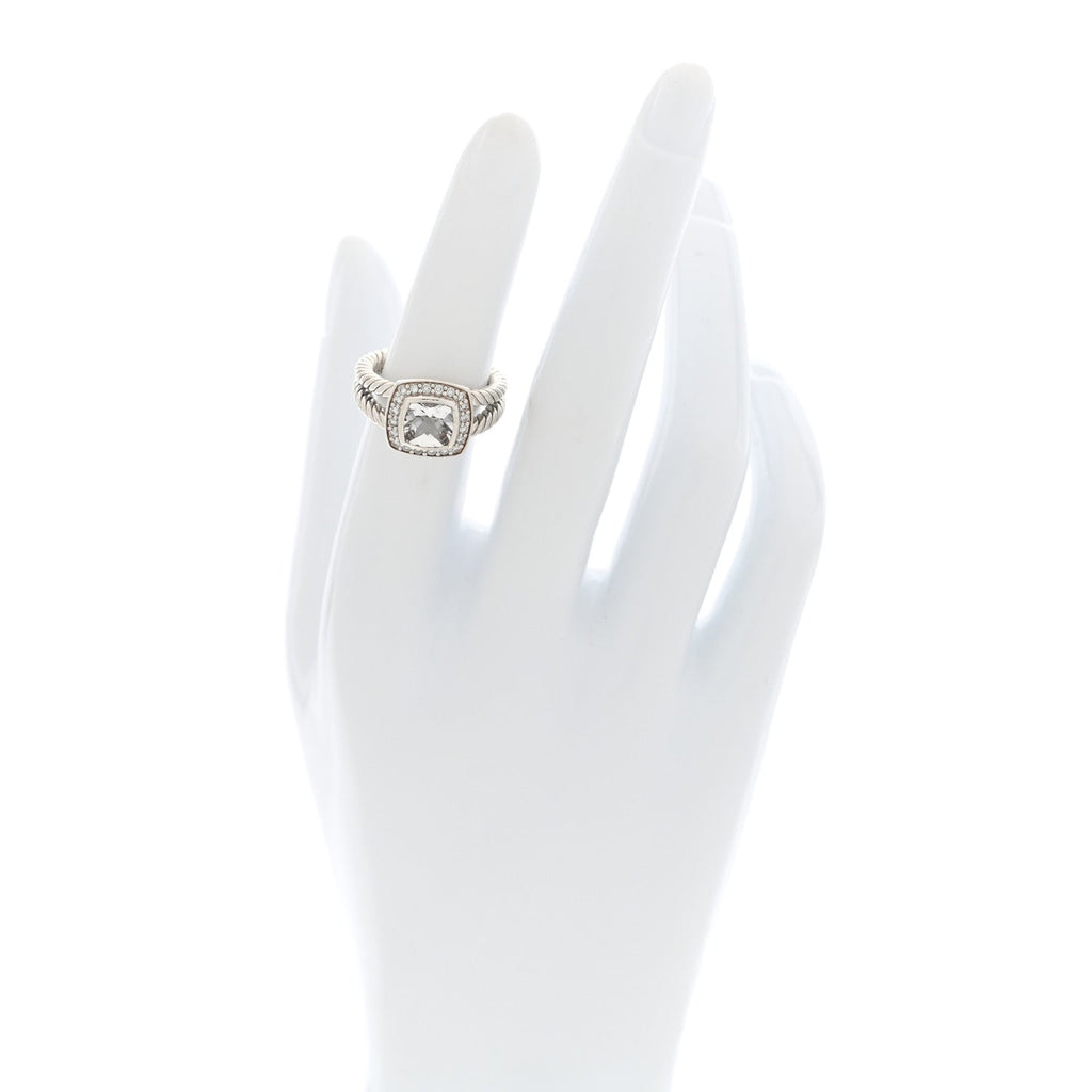 Sterling Silver Diamond Blue Topaz 7mm Petite Albion Ring 50 5.25