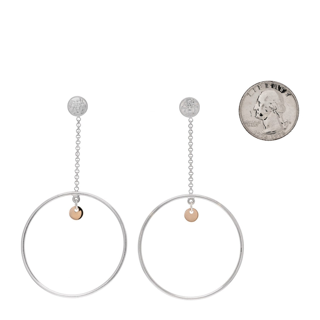 Sterling Silver 18K Rose Gold PM Ex-Libris Hoop Earrings