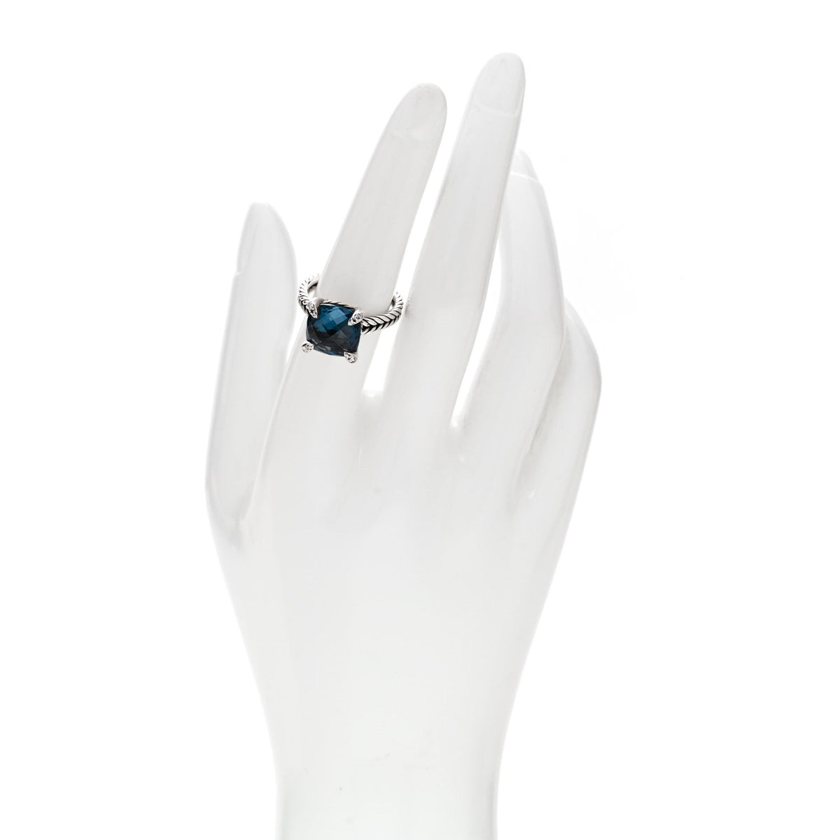 Sterling Silver Diamond Hampton Blue Topaz 11mm Chatelaine Ring 54 7
