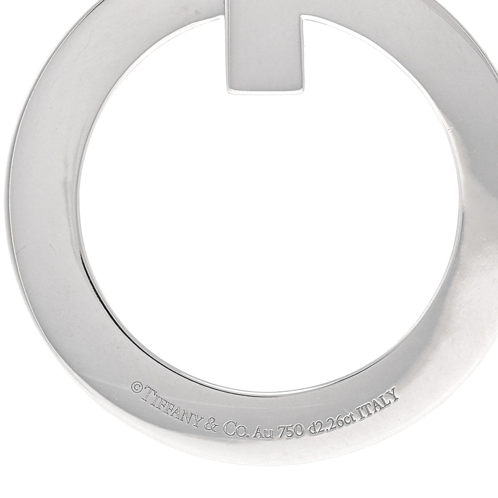 18K White Gold Diamond Large T T1 Circle Pendant Necklace