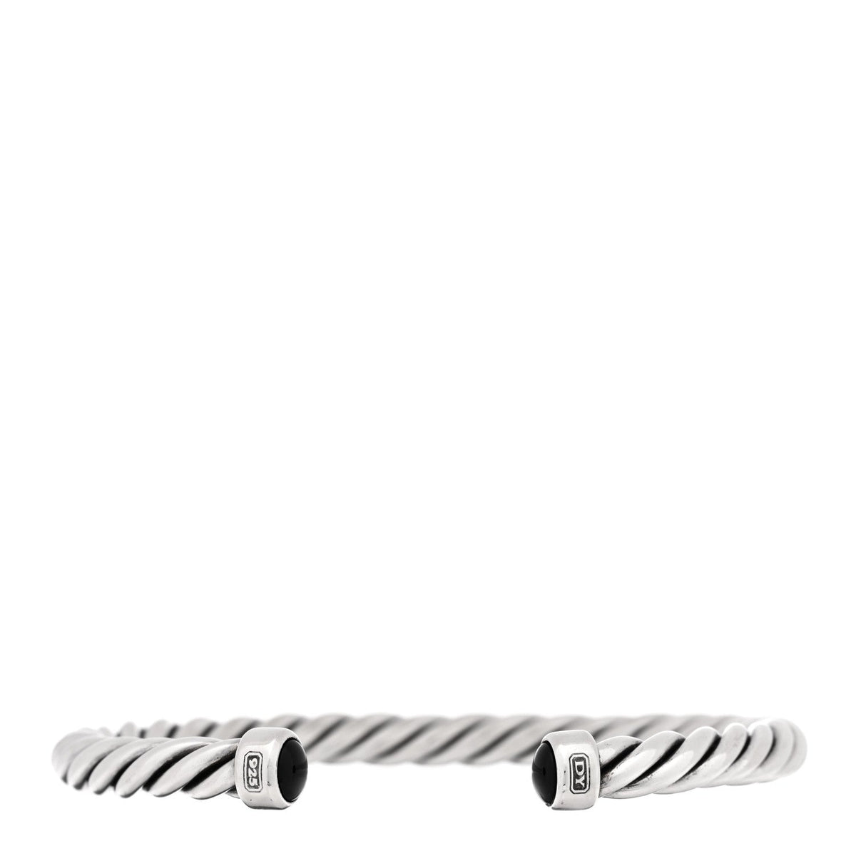 Sterling Silver Onyx 6mm Cable Classic Cuff Bracelet