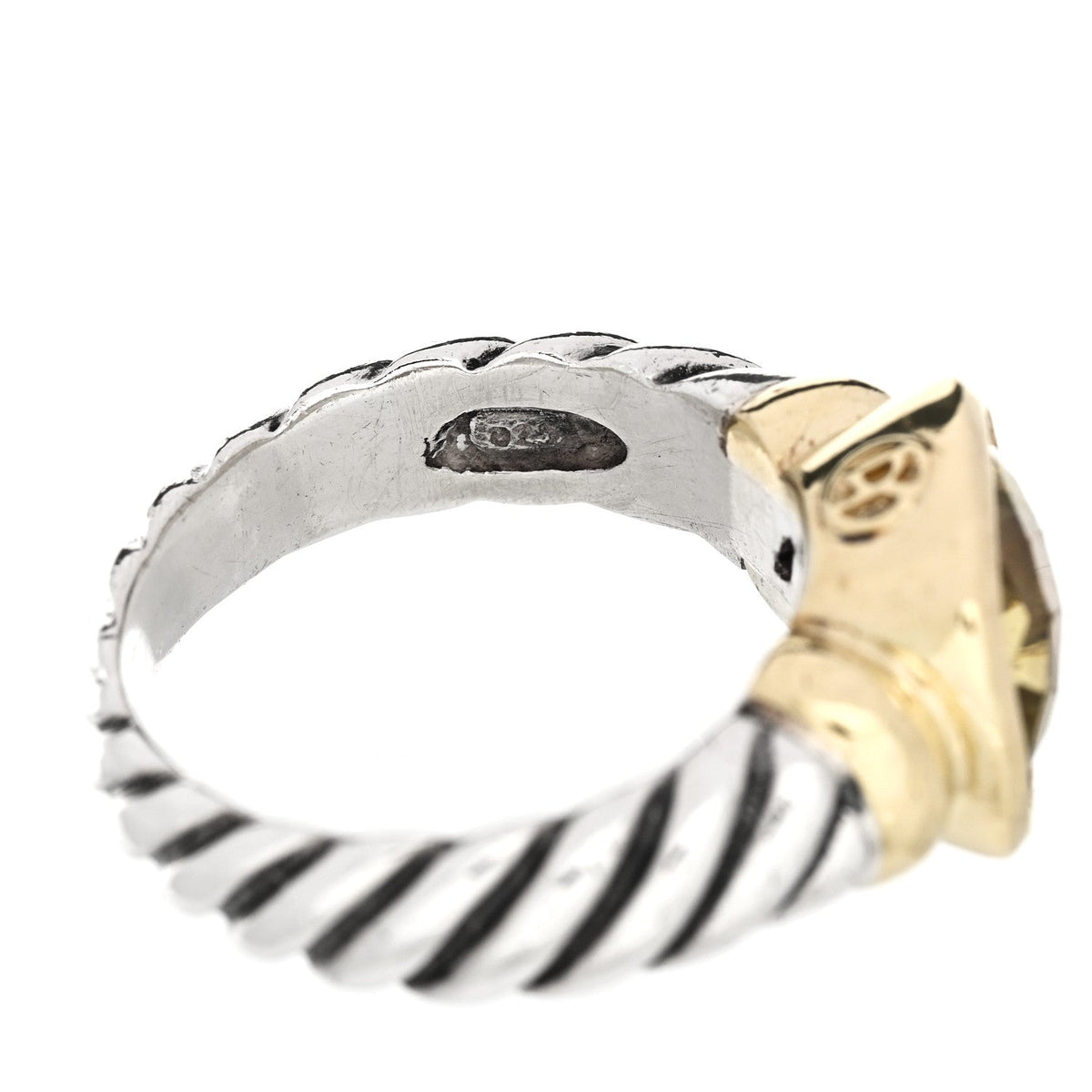 Sterling Silver 14K Yellow Gold Prasiolite 10mm Noblesse Ring 52 6
