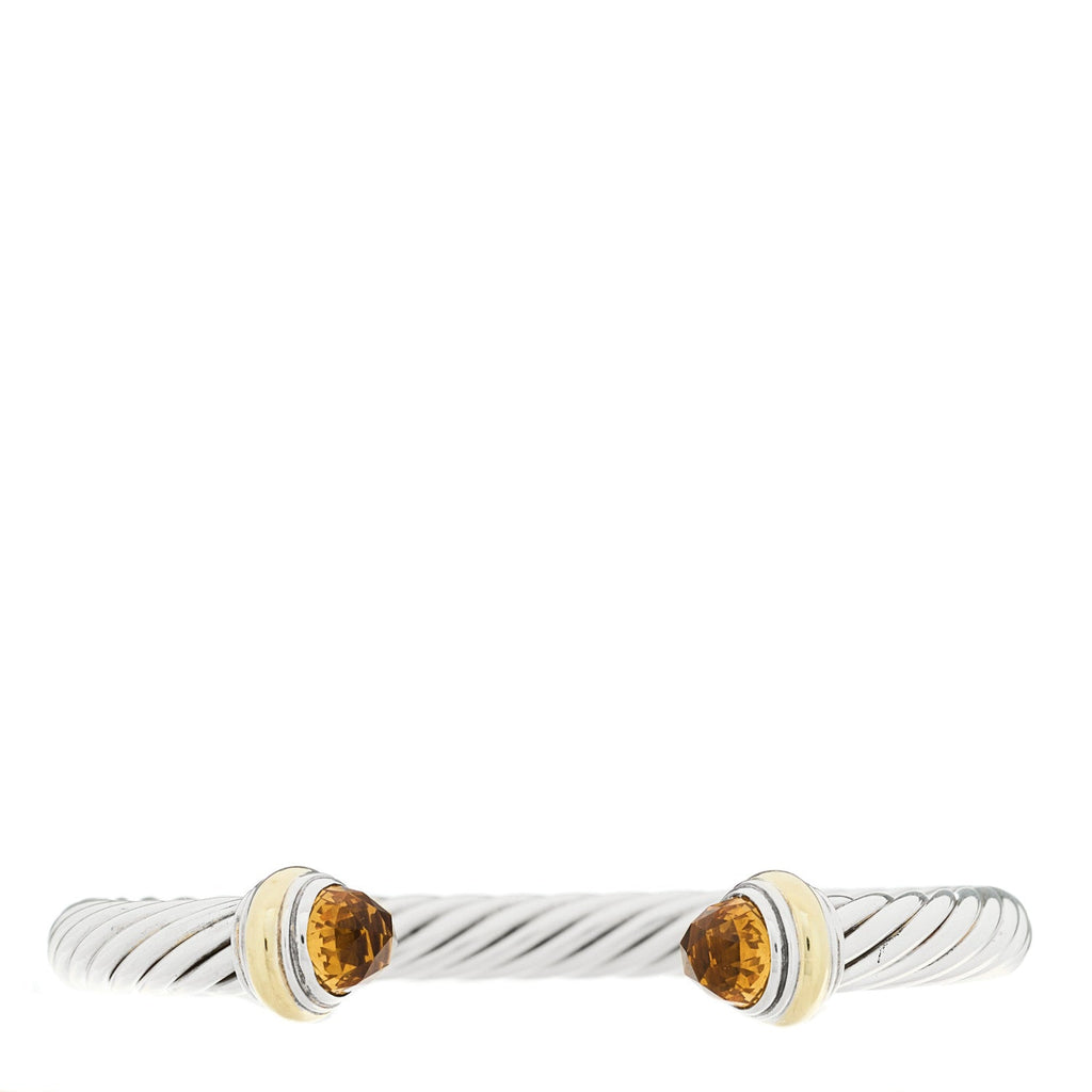 Sterling Silver 14K Yellow Gold Citrine 7mm Cable Classics Bracelet
