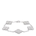 18K White Gold 5 Motifs Guilloche Vintage Alhambra Bracelet