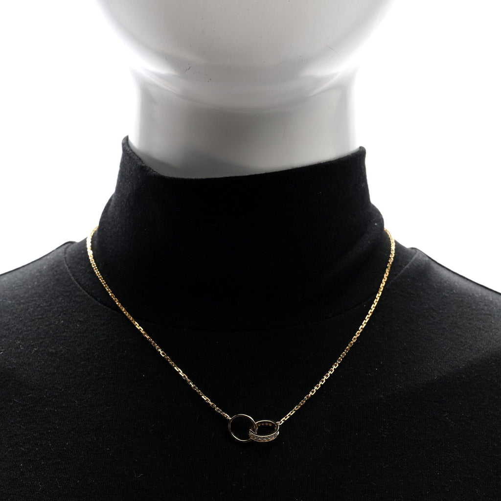 18K Yellow Gold Diamond Interlocking LOVE Necklace