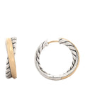 Sterling Silver 14K Yellow Gold Crossover Cable Hoop Earrings