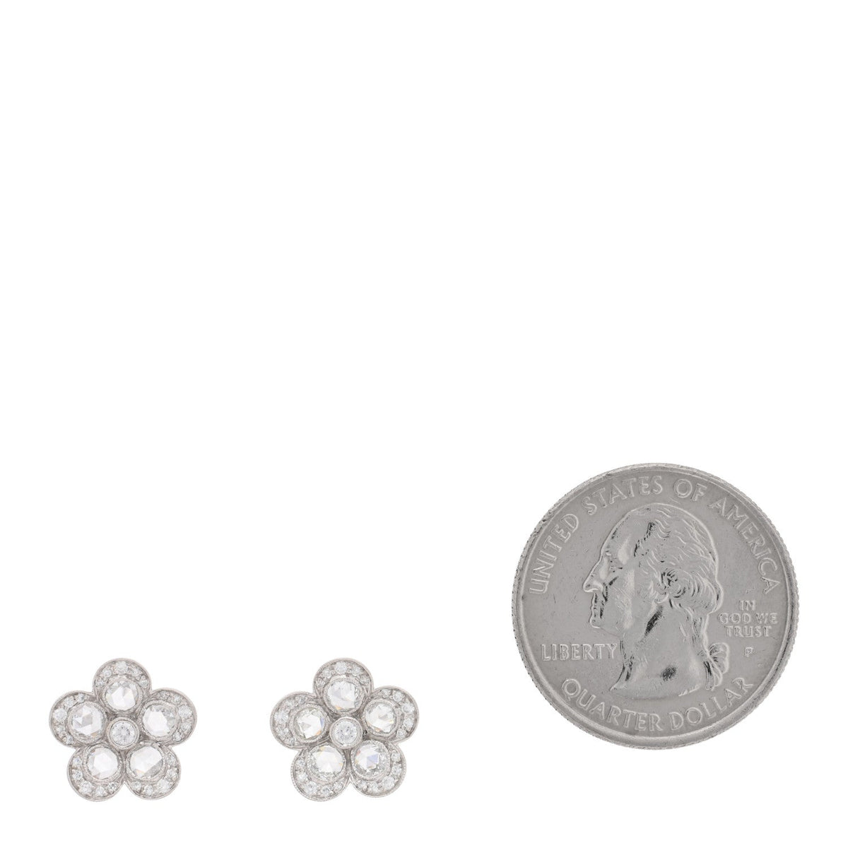 Platinum Diamond Enchant Flower Stud Earrings