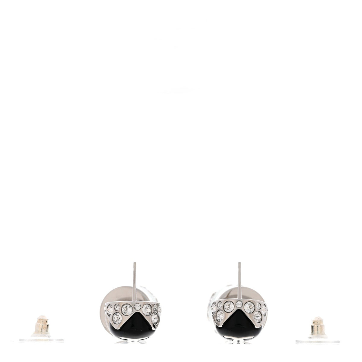 Metal Resin Crystal CC Pendant Earrings Silver Black Green