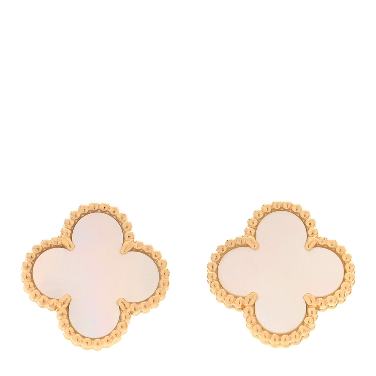 18K Yellow Gold Mother of Pearl Vintage Alhambra Earrings