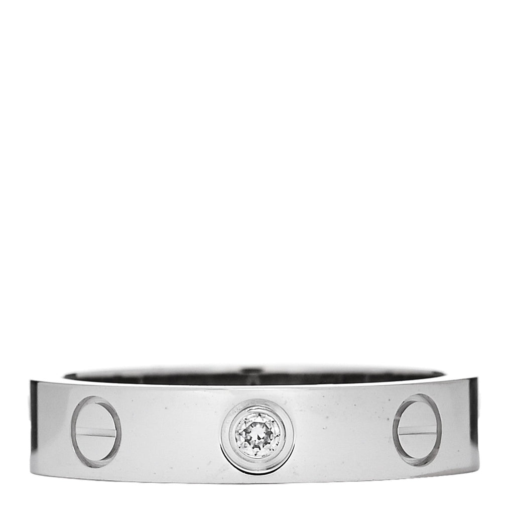 18K White Gold Diamond 4mm LOVE Wedding Band Ring 49 4.75