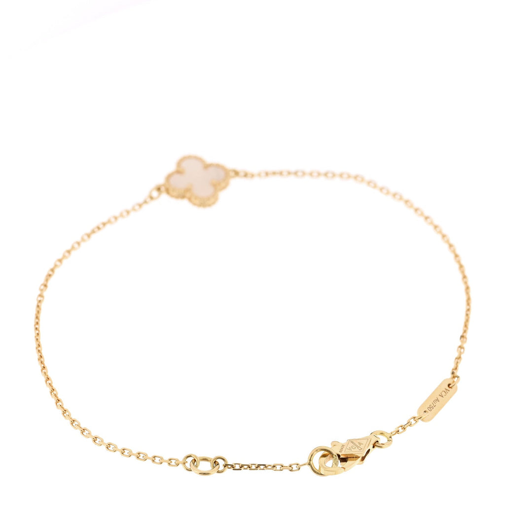 18K Yellow Gold Mother of Pearl Sweet Alhambra Bracelet