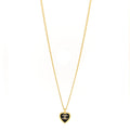 Metal Resin Crystal CC Heart Necklace Gold Black