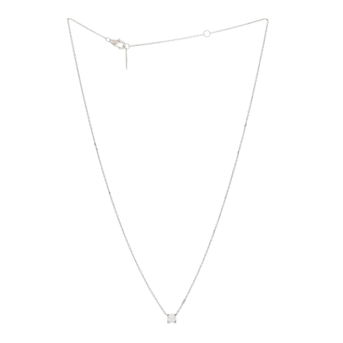 18K White Gold Diamond .30ct C De Cartier Pendant Necklace