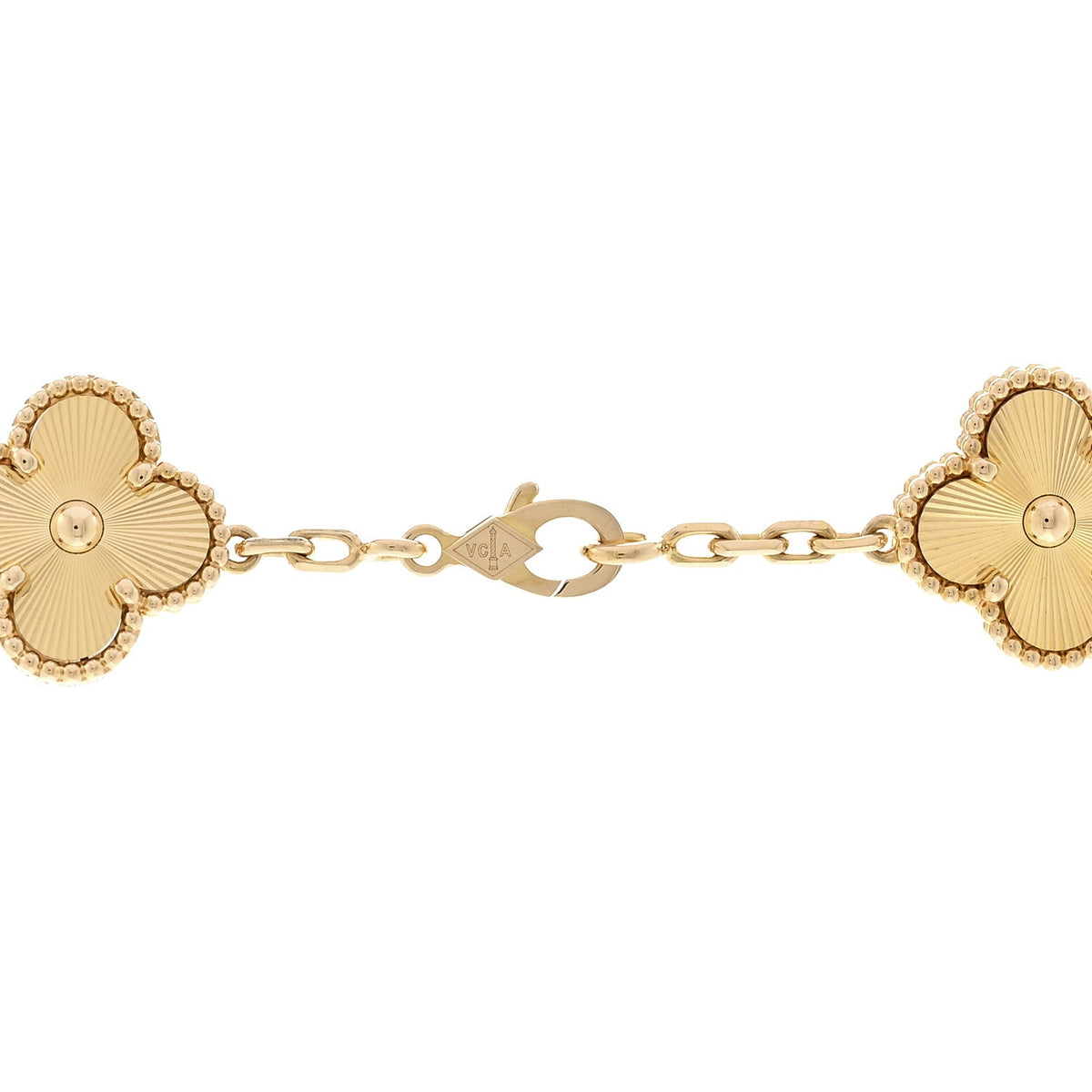 18K Yellow Gold 10 Motifs Guilloche Vintage Alhambra Necklace