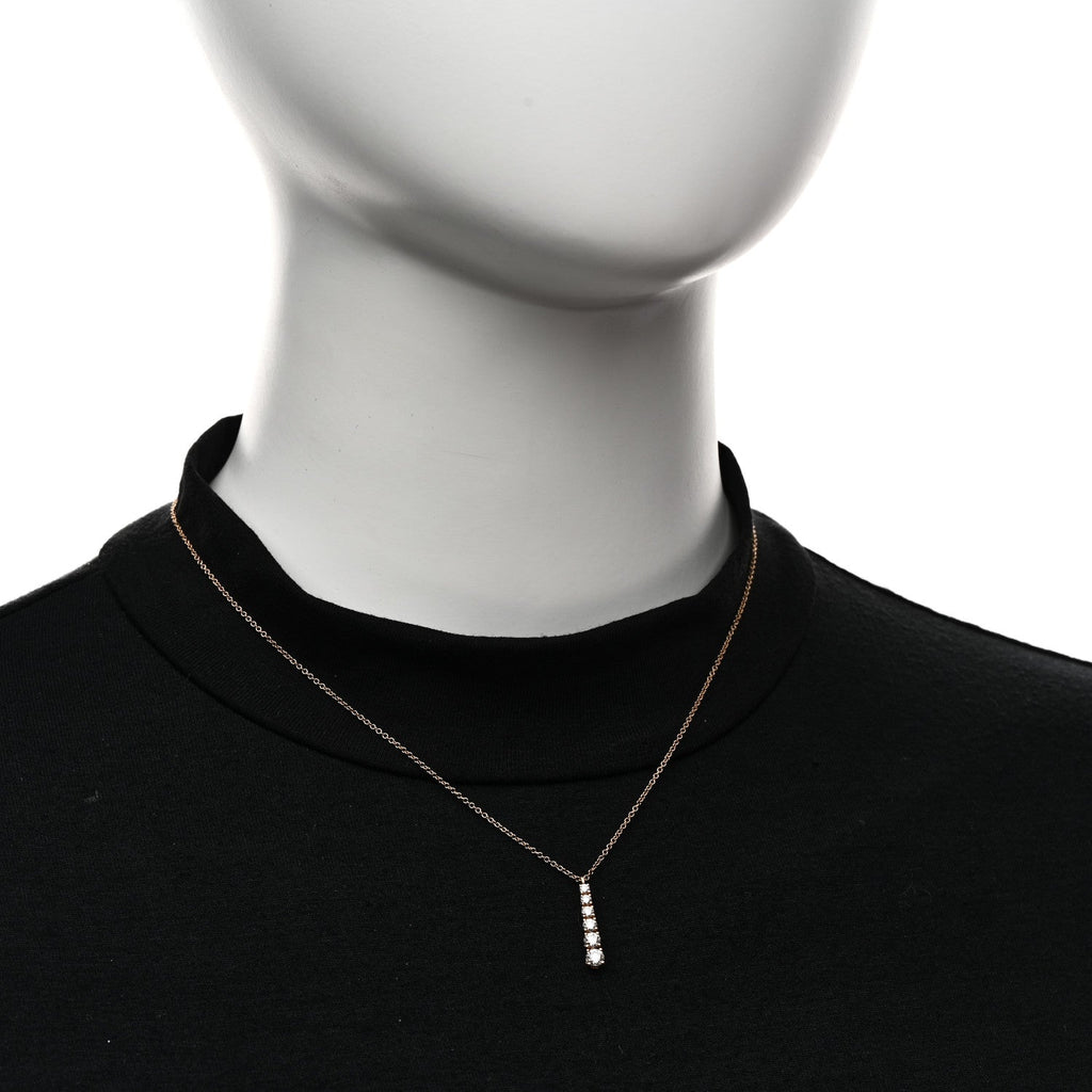 18K Rose Gold Diamond Graduated Drop Pendant Necklace