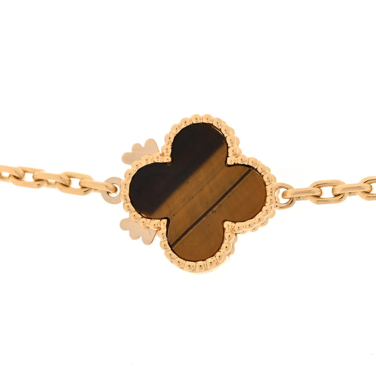 18K Yellow Gold Tiger Eye Carnelian 16 Motifs Magic Alhambra Necklace
