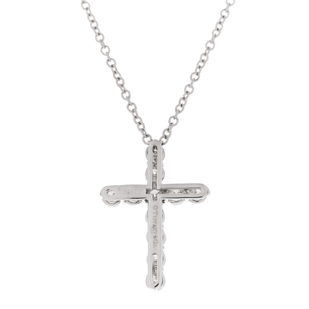 Platinum Diamond Small Cross Pendant Necklace