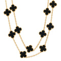 18K Yellow Gold Black Onyx 20 Motifs Vintage Alhambra Necklace