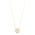 18K Yellow Gold Diamond Mother of Pearl T Circle Pendant Necklace