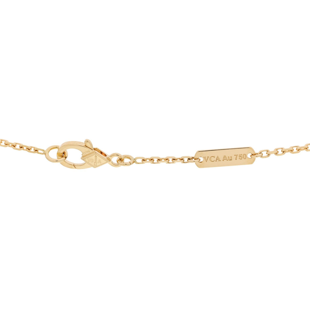 18K Yellow Gold Pink Enamel Vintage Alhambra Pendant Necklace