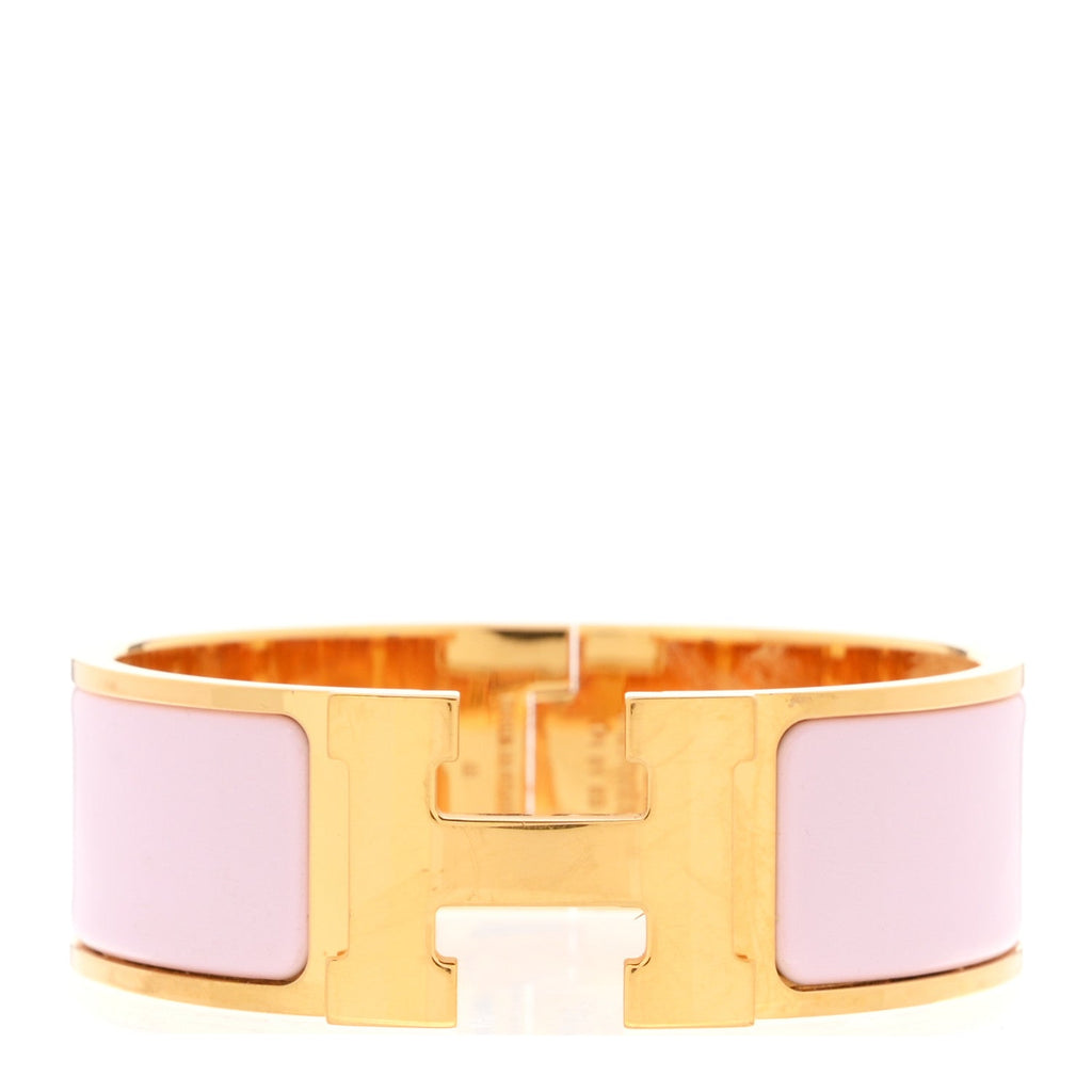 Enamel Wide Clic Clac H Bracelet PM Rose Dragee
