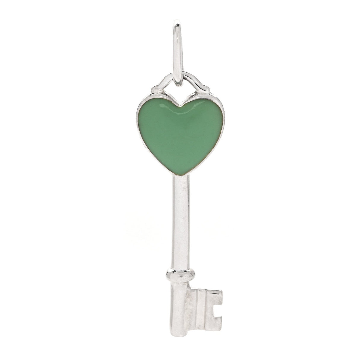 Sterling Silver Enamel Heart Key Pendant Blue