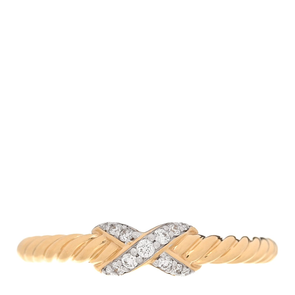 18K Yellow Gold Diamond Petite X Ring 49 5