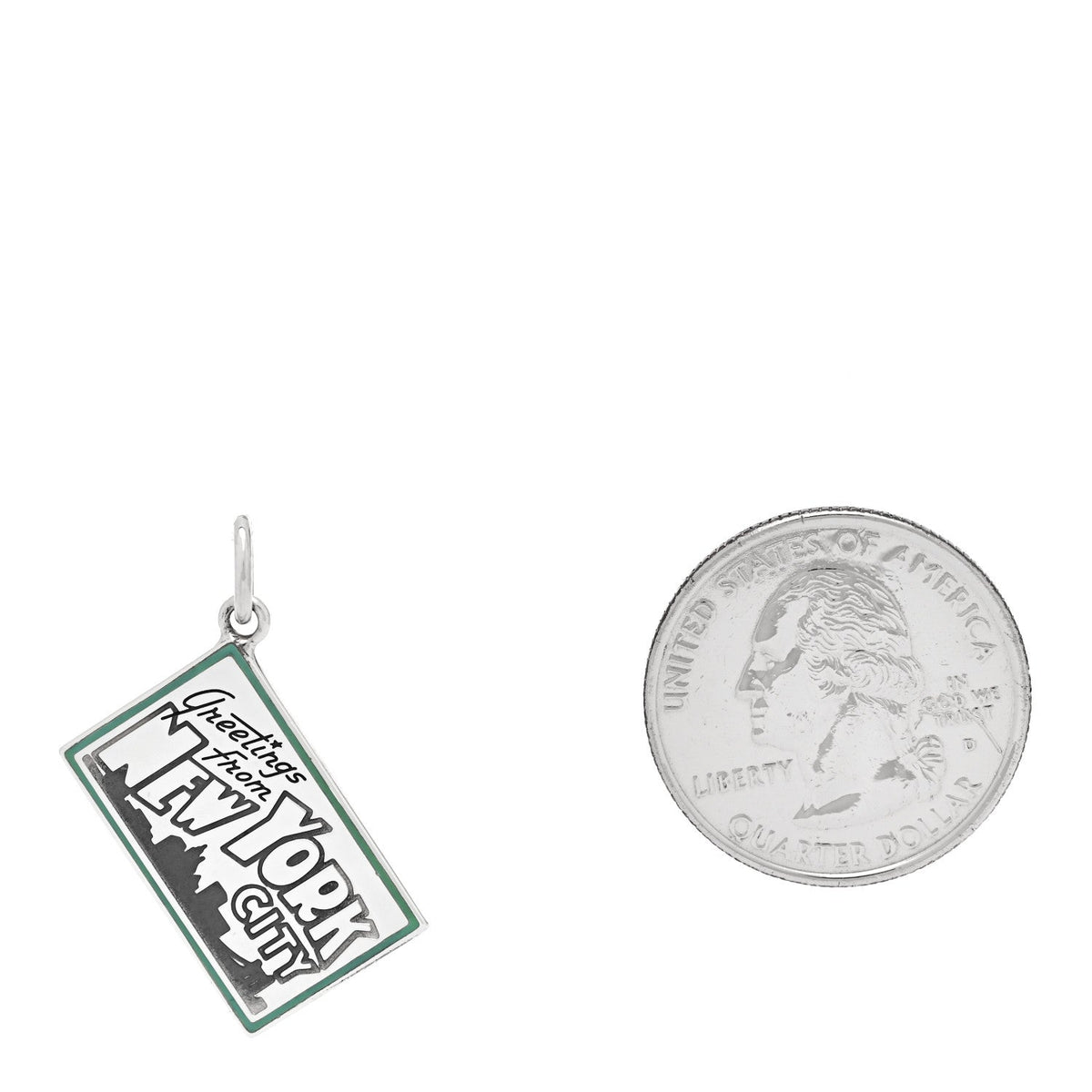Sterling Silver Enamel New York Postcard Charm Blue