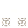 Metal Square CC Earrings Silver