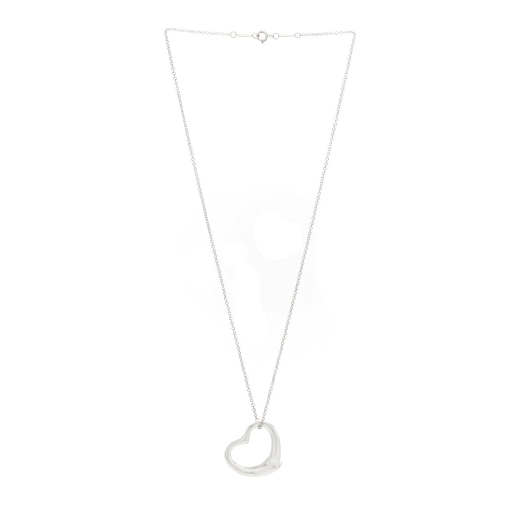 Sterling Silver 27mm Elsa Peretti Open Heart Pendant Necklace