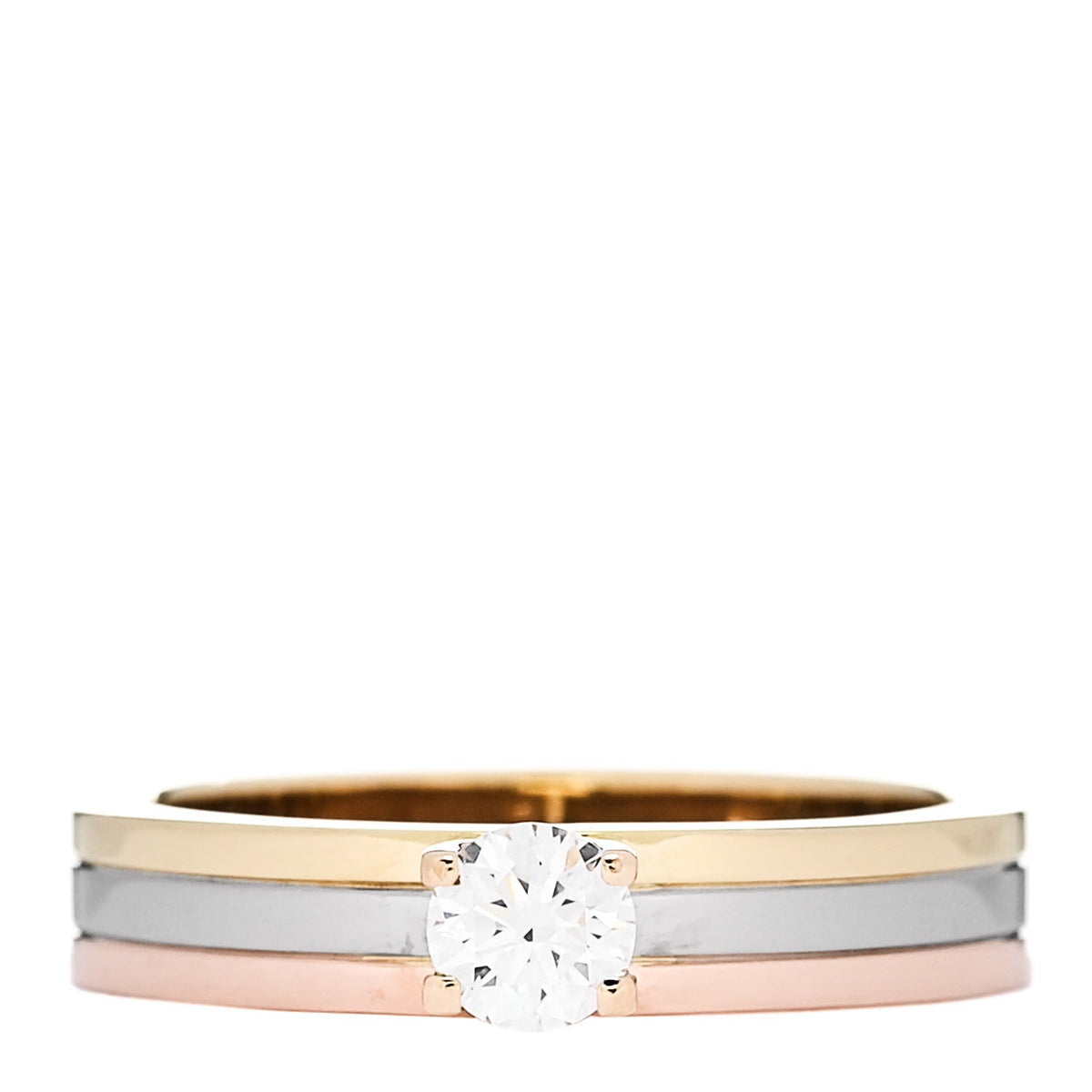 18K Pink Yellow White Gold Diamond .24ct Solitaire Trinity Engagement Ring 50 5.25