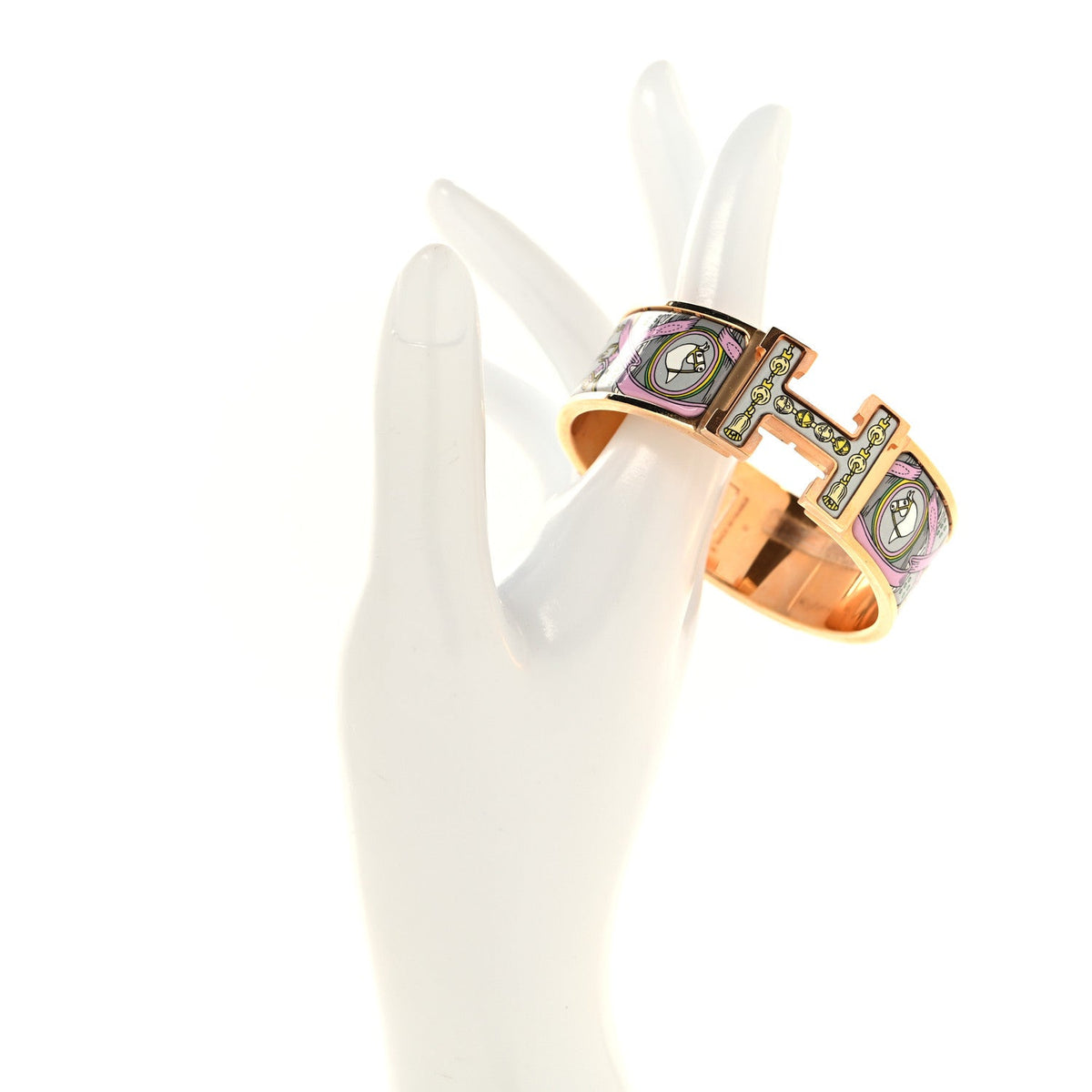 Enamel Printed Wide Bouquets Selliers Clic Clac H Bracelet GM Gris