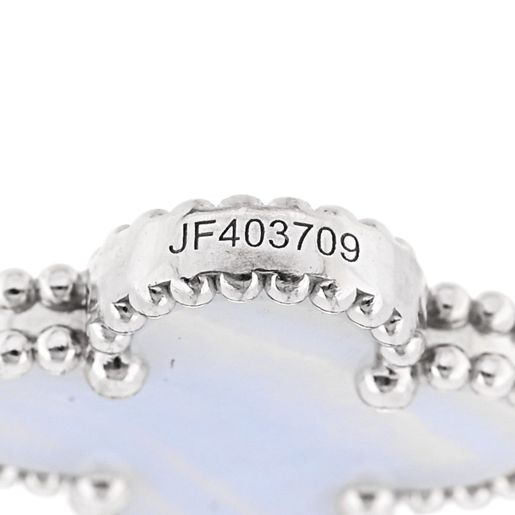 18K White Gold Chalcedony 5 Motifs Vintage Alhambra Bracelet